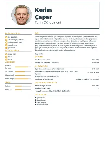 Tarih Öğretmeni Cv Örnekleri cv indir